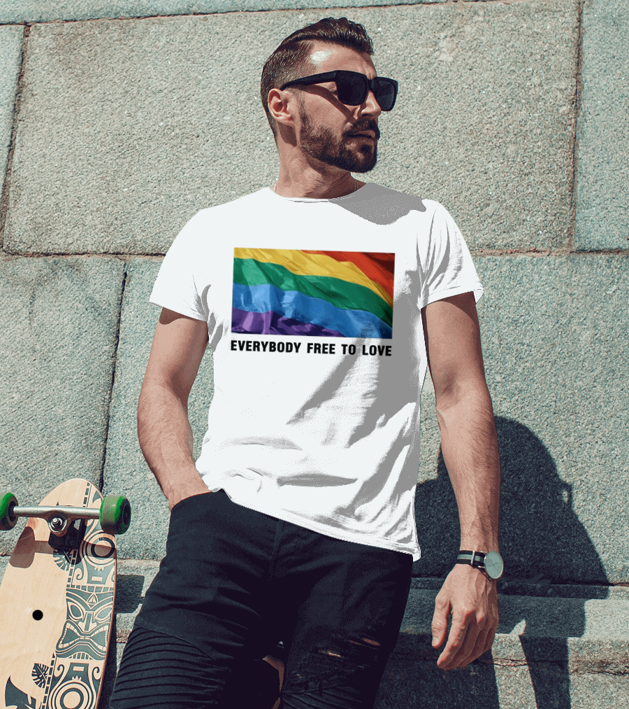 Everybody Free To Love Pride Rainbow Flag T-Shirt