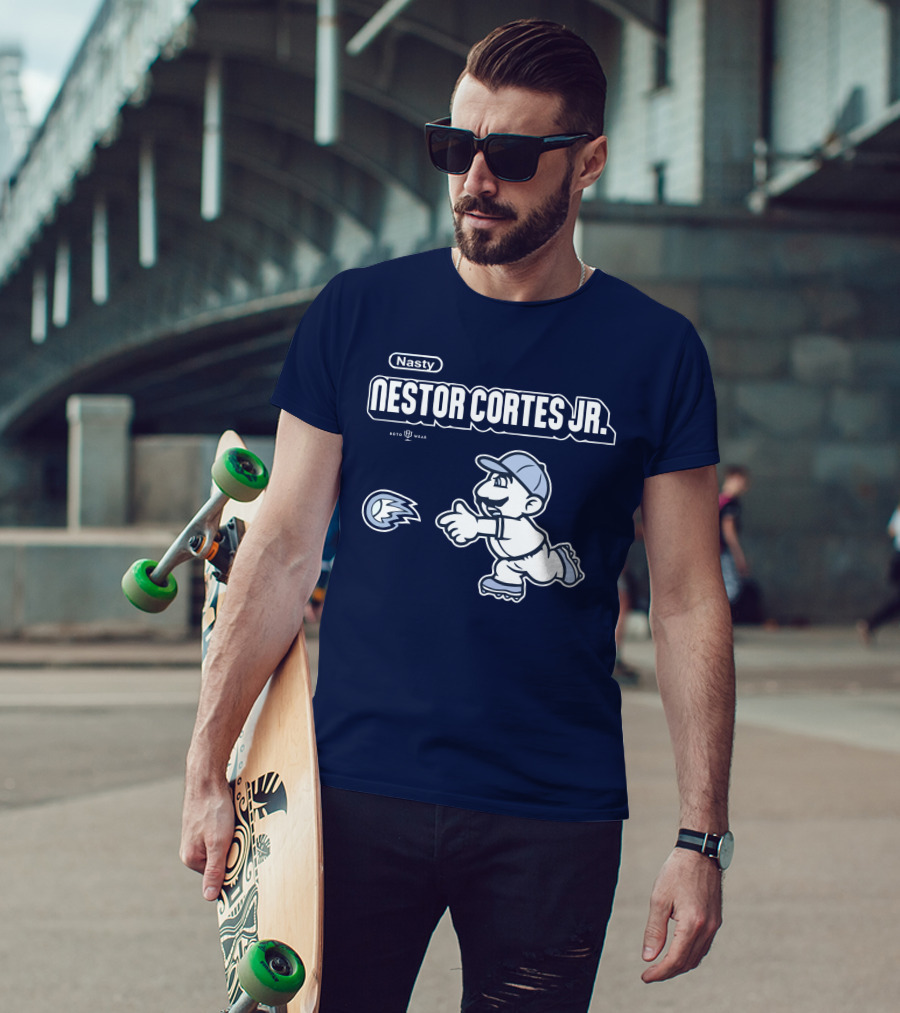 Nasty Nestor Cortes Jr. Cartoon Baseball New York Roto Wear T-Shirt