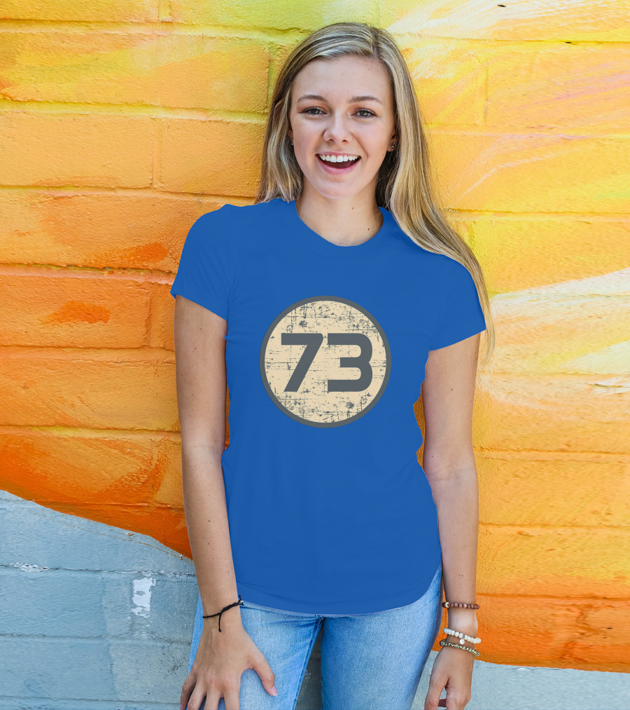 Big Bang Theory Sheldon Cooper 73 Vintage Distressed Blue Circle T-Shirt