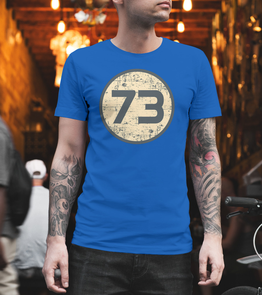 Big Bang Theory Sheldon Cooper 73 Vintage Distressed Blue Circle T-Shirt
