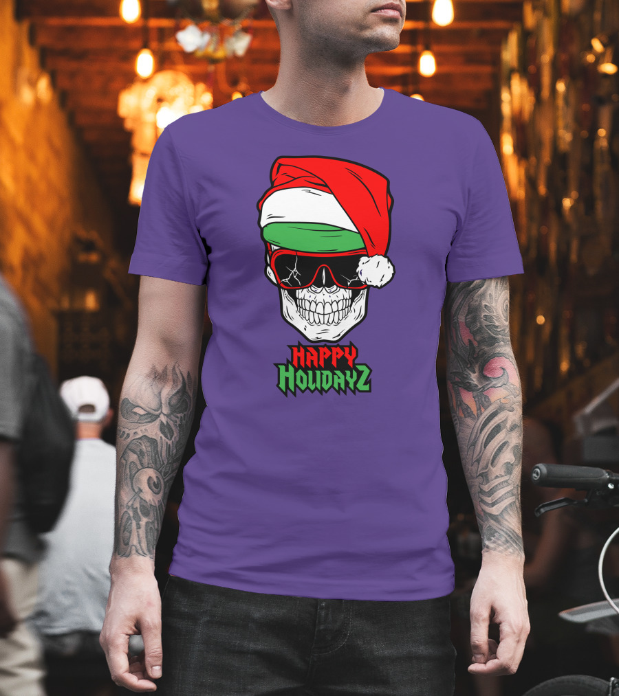 Matt Cardona Happy Holidayz Skull Santa Hat T-Shirt