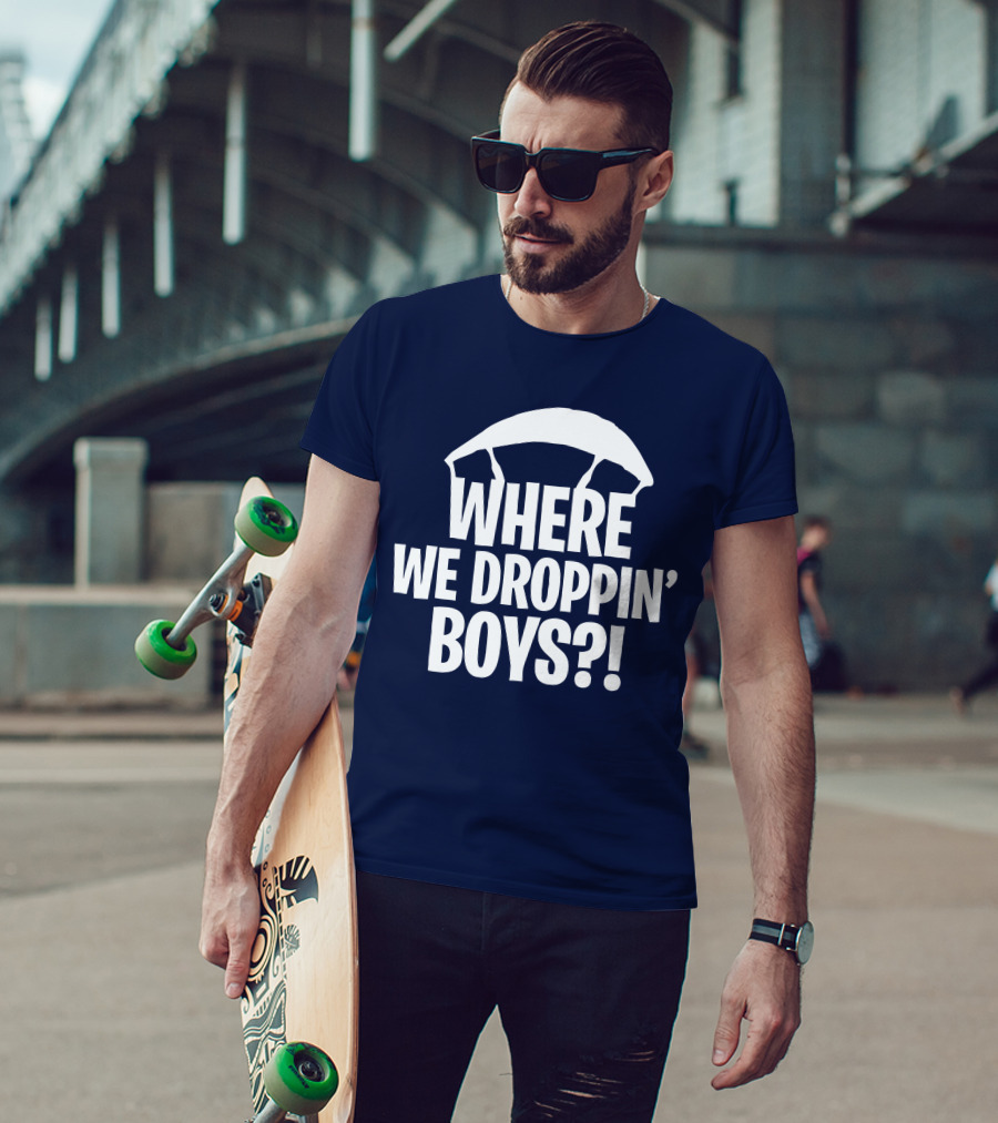 Go All Out Adult Where We Droppin' Boys Parachute T-Shirt