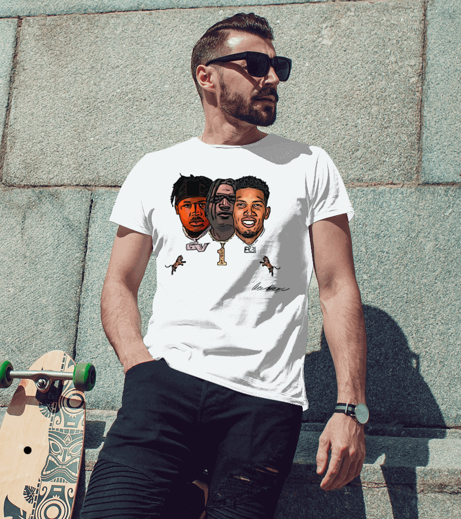 Joe Burrow Ja'Marr Chase Tee Higgins Tyler Boyd Bengals Football Faces And Chains T-Shirt