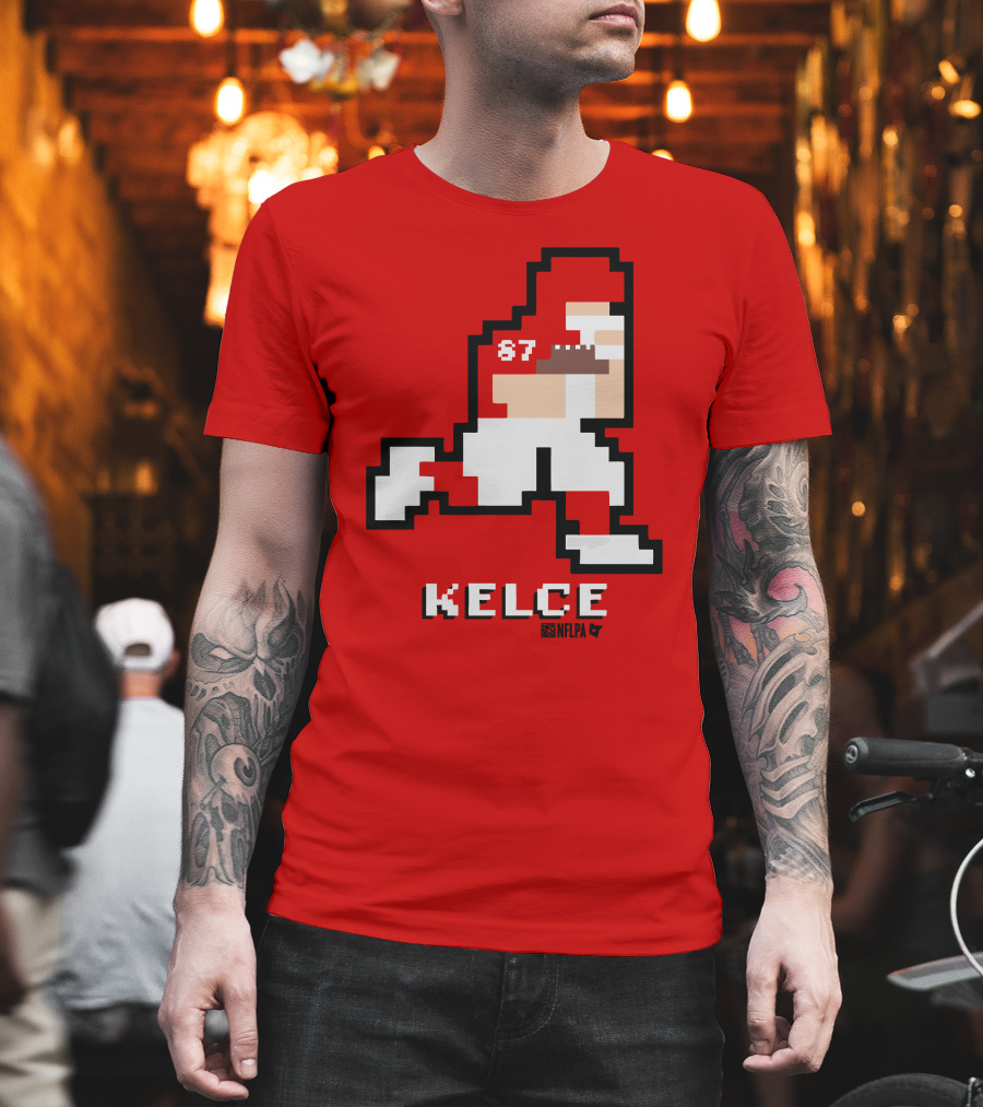 Kelce 87 NFLPA 8 Bit Retro Football Red T-Shirt