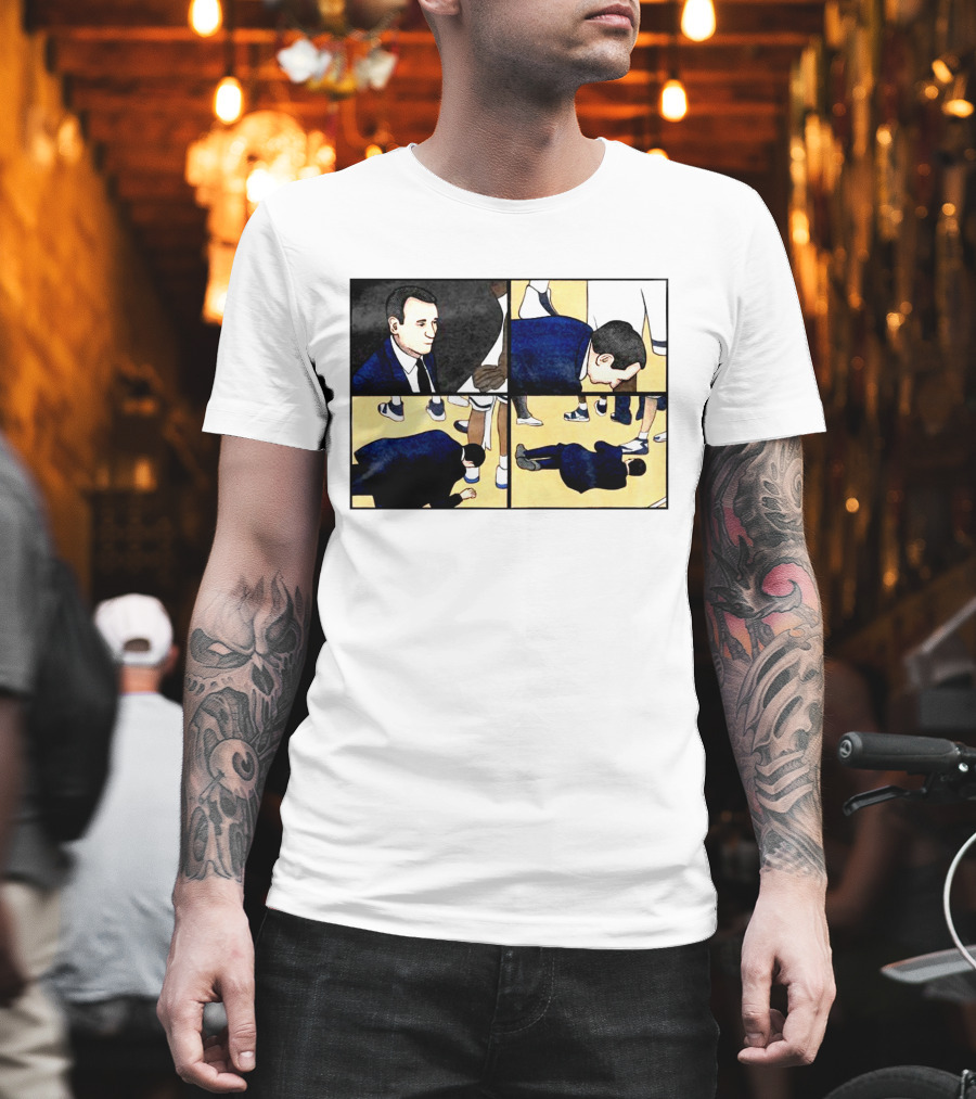 Collapse Basketball Comic Coach On Court Scene T-Shirt