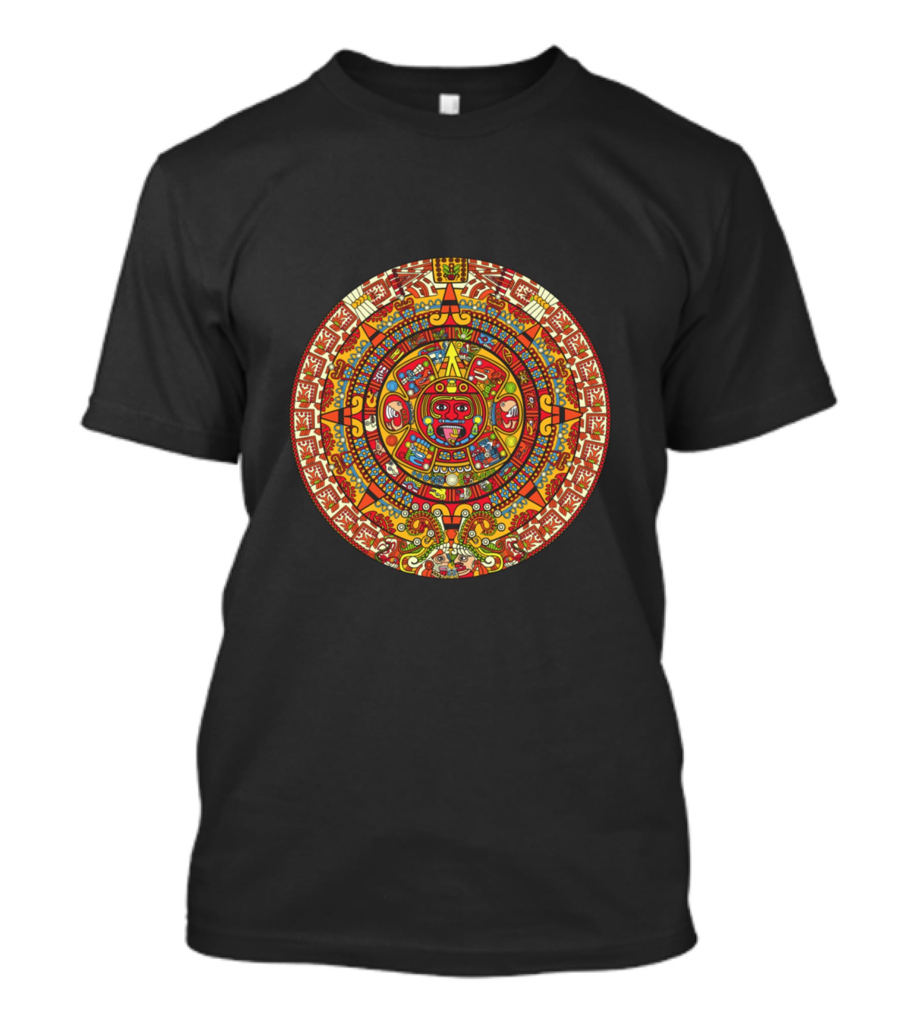 Colorful Maya Aztec Calendar Circle T-Shirt