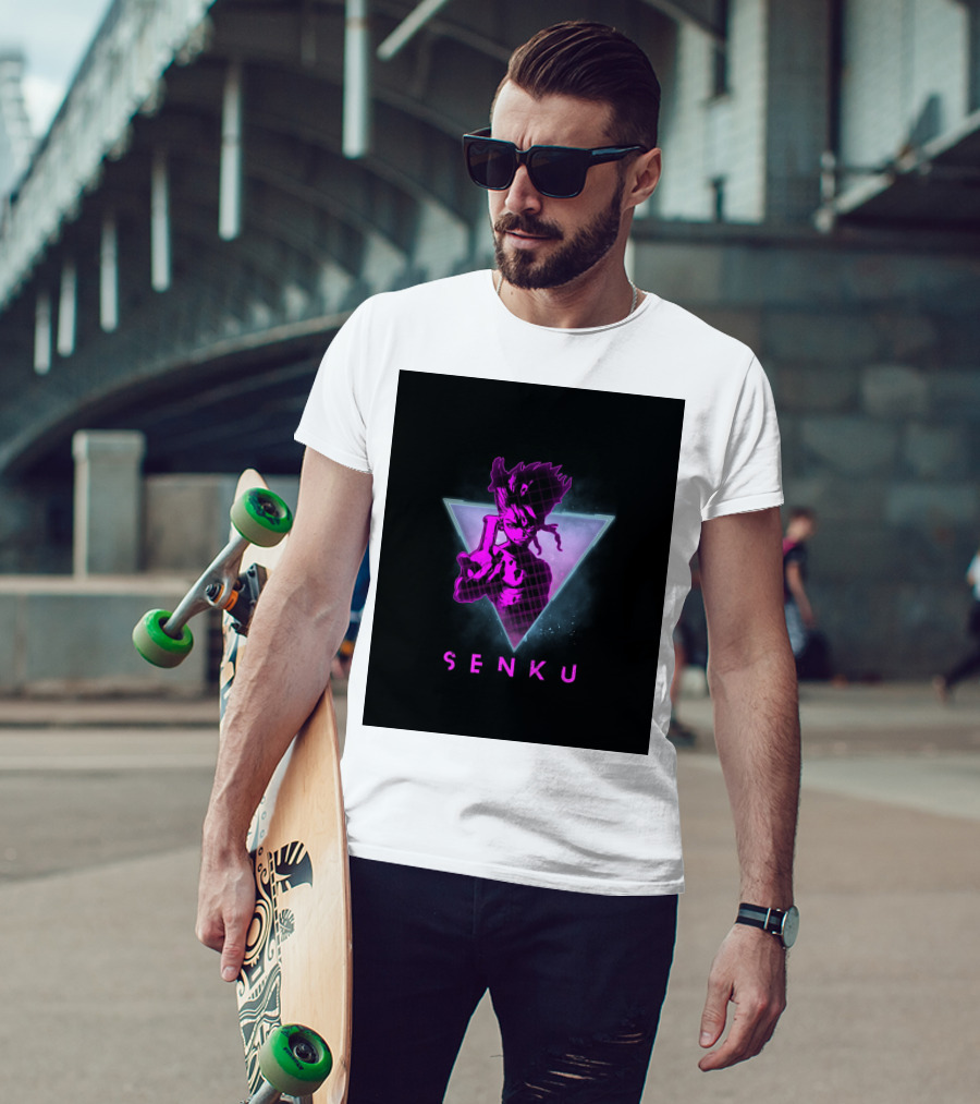 Senku Ishigami Neon 80s Retro Aesthetic Dr Stone Anime T-Shirt