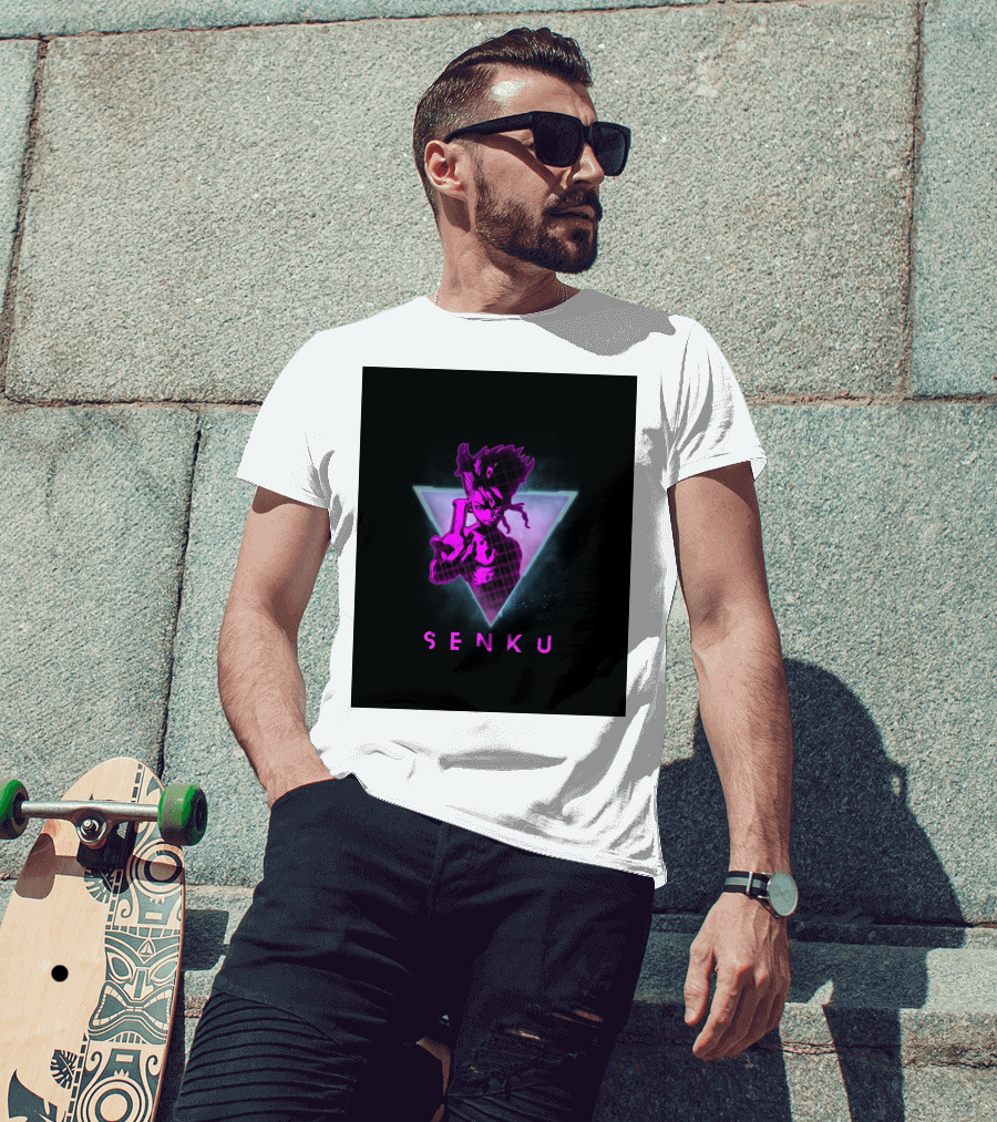 Senku Ishigami Neon 80s Retro Aesthetic Dr Stone Anime T-Shirt