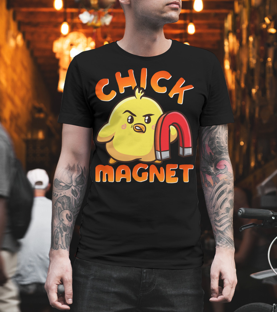 Chick Magnet Funny Halloween Costume Magnetic Little Chick With Magnet T-Shirt