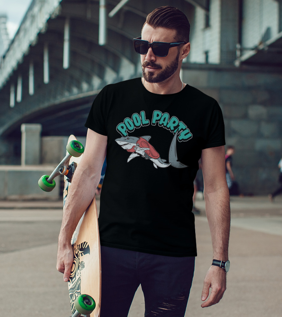 Pool Party Float Shark Summer Beach Swimming T-Shirt