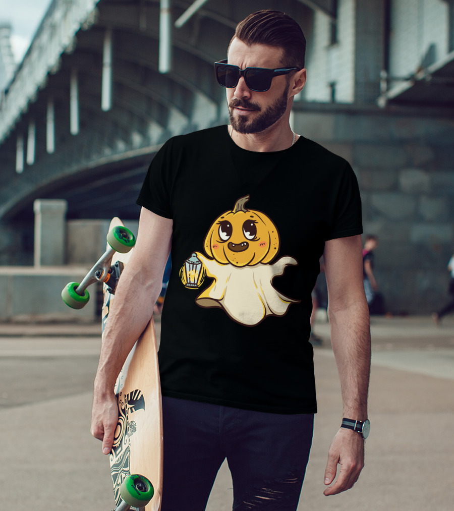Ghost Pumpkin Kawaii Lantern-Faced Jack O' Lantern T-Shirt