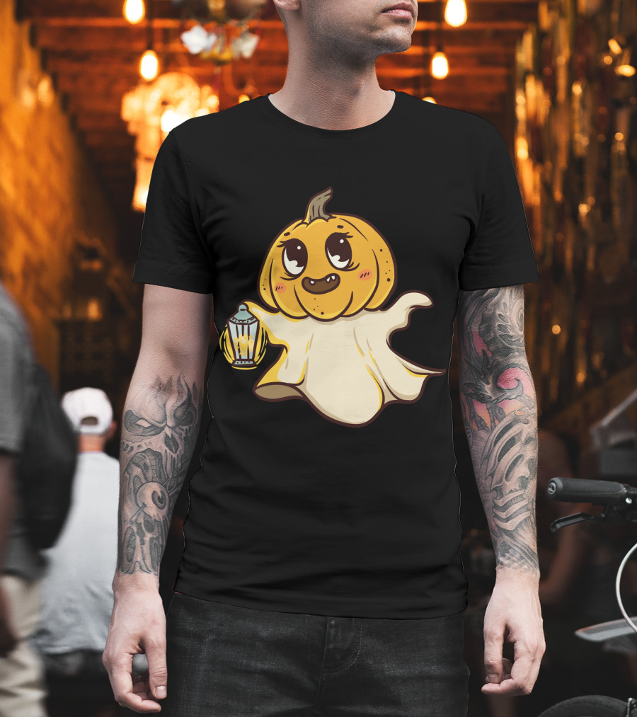 Ghost Pumpkin Kawaii Lantern-Faced Jack O' Lantern T-Shirt