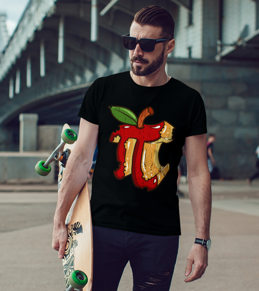 Math Teacher Apple Pi Day 3.14 Funny Math Pun Back To School Apple Core Pi T-Shirt