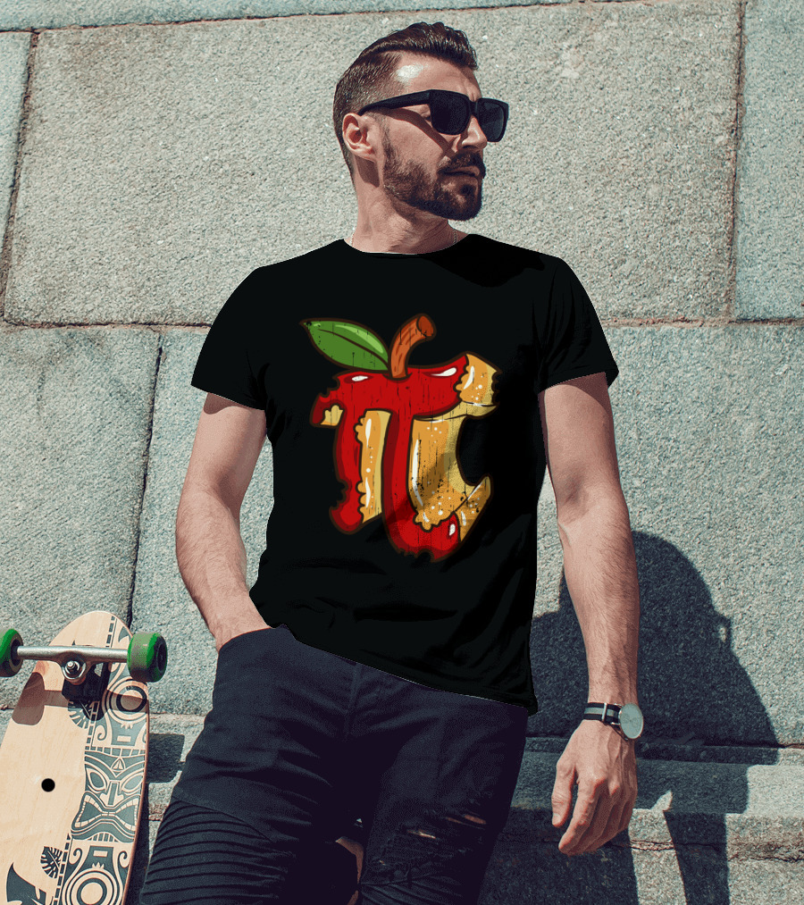 Math Teacher Apple Pi Day 3.14 Funny Math Pun Back To School Apple Core Pi T-Shirt