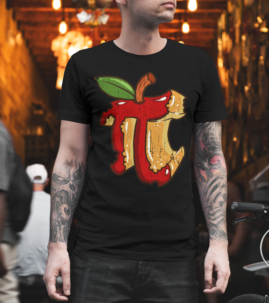 Math Teacher Apple Pi Day 3.14 Funny Math Pun Back To School Apple Core Pi T-Shirt