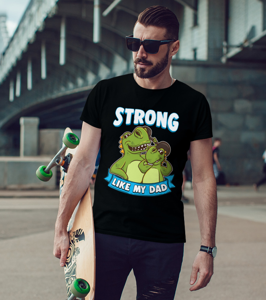 Strong Like My Dad Kawaii Daddy Dinosaur Duo T-Shirt