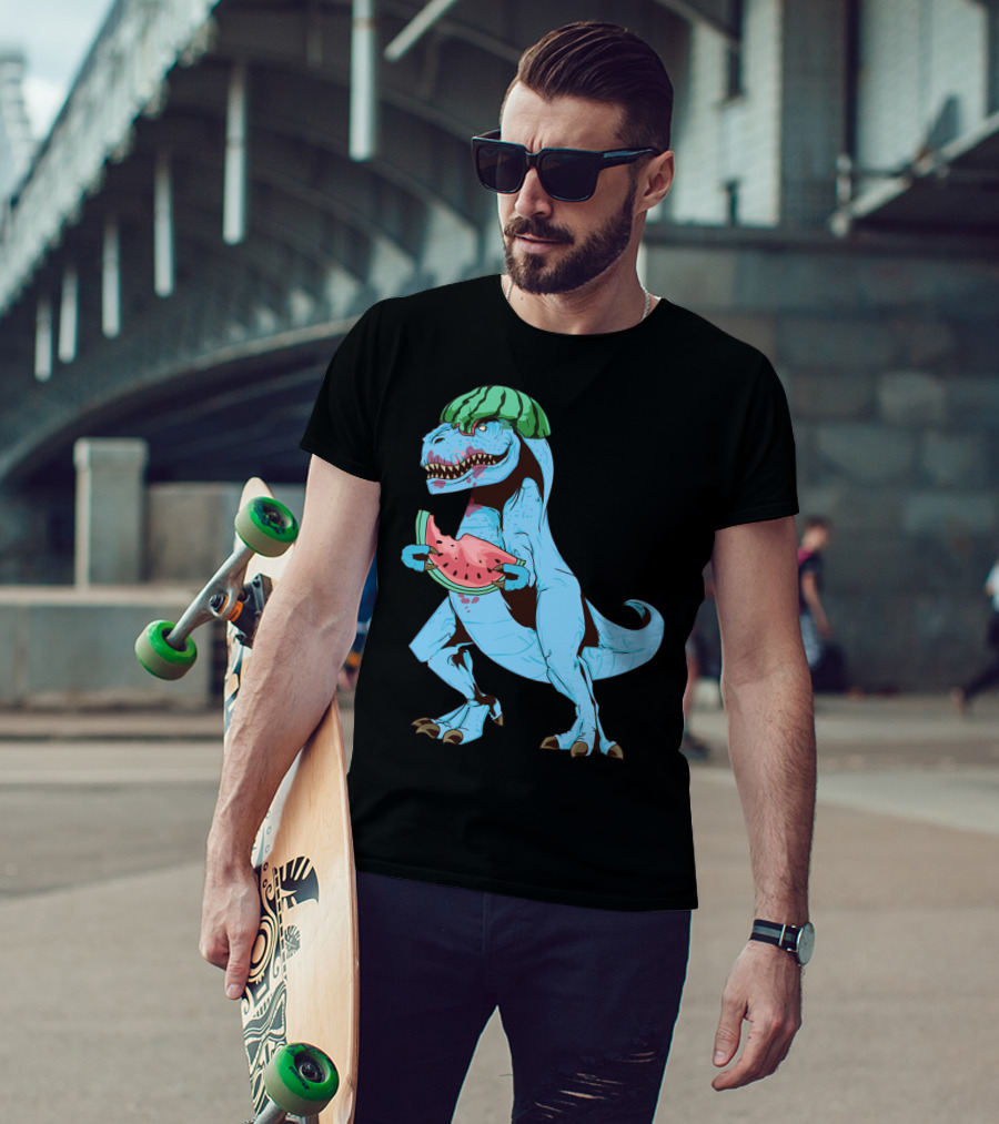 One In A Melon Watermelon Dinosaur Rex Summer Fruit T-Shirt