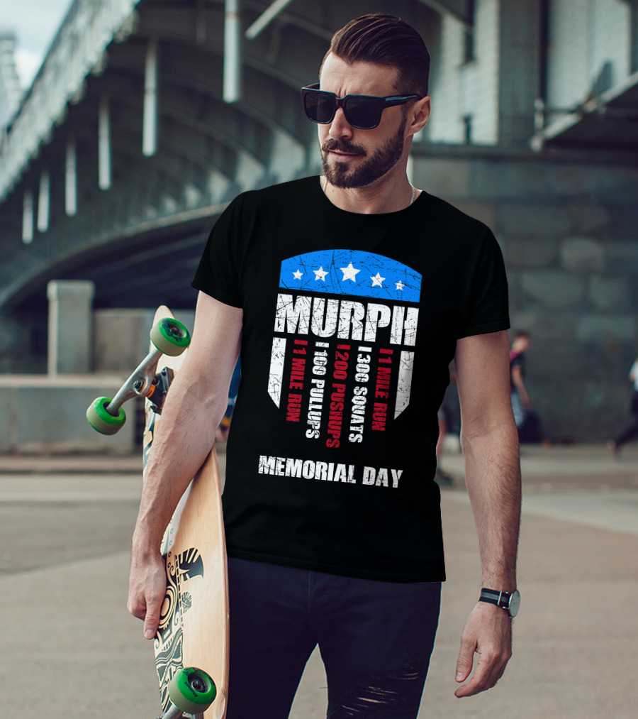 Memorial Day Murph Wod Workout 1 Mile Run 100 Pullups 200 Pushups 300 Squats Recovery T-Shirt