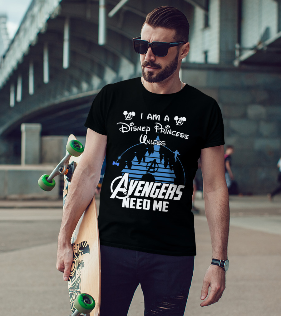 I Am A Disney Princess Unless Avengers Need Me Mickey Marvel Castle T-Shirt