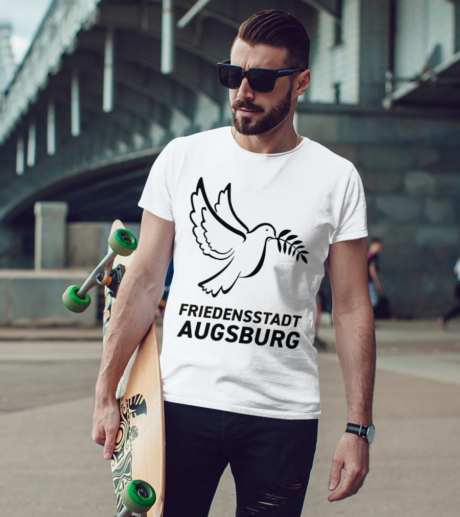 Stefan Reuter Friedensstadt Augsburg Peace Dove With Olive Branch T-Shirt
