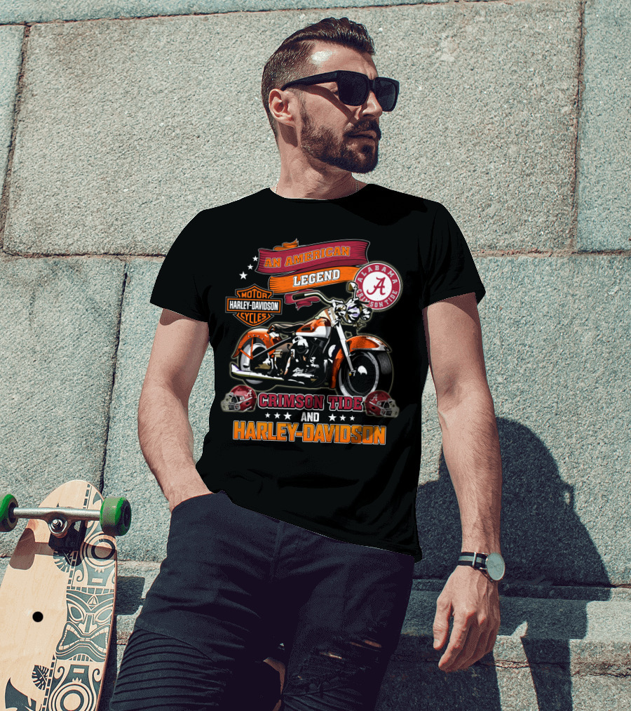 Alabama Crimson Tide An American Legend Harley Davidson Motorcycles T-Shirt