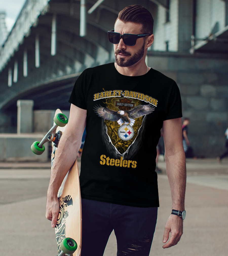 Harley Davidson Motor Steelers Eagle T-Shirt