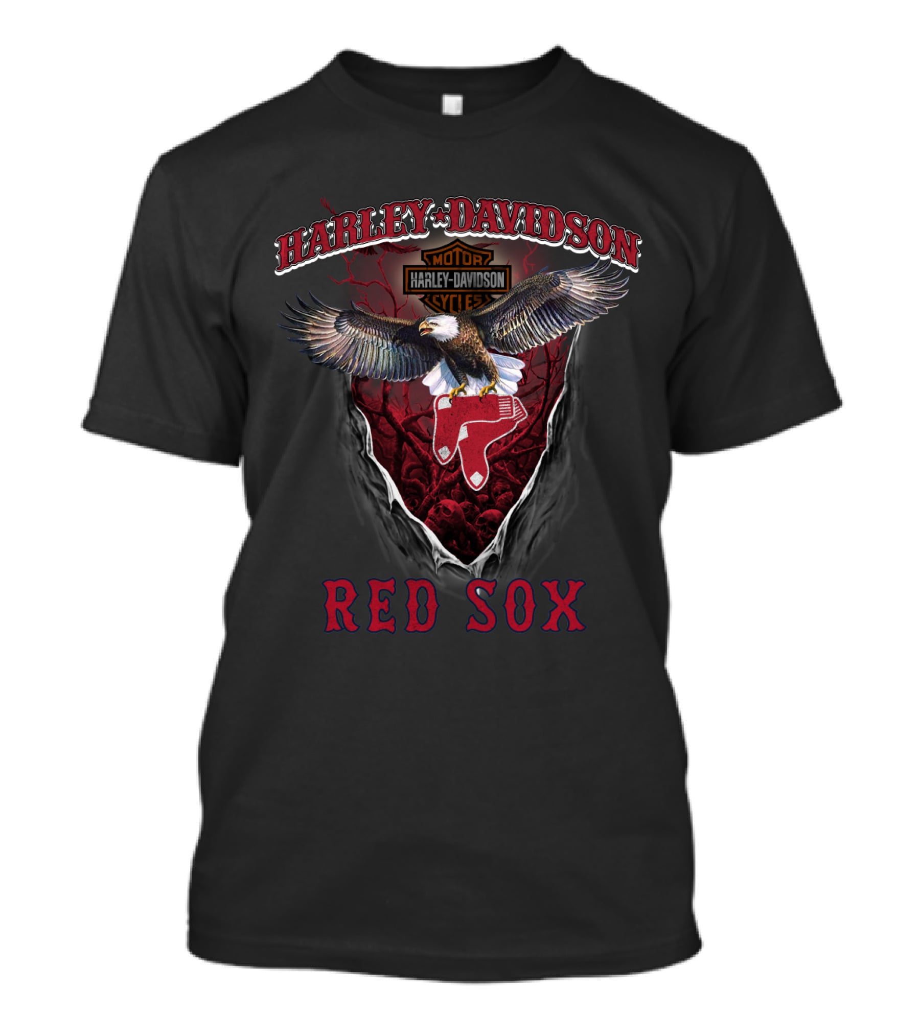 Harley Davidson Motorcycles Boston Red Sox Eagle T-Shirt