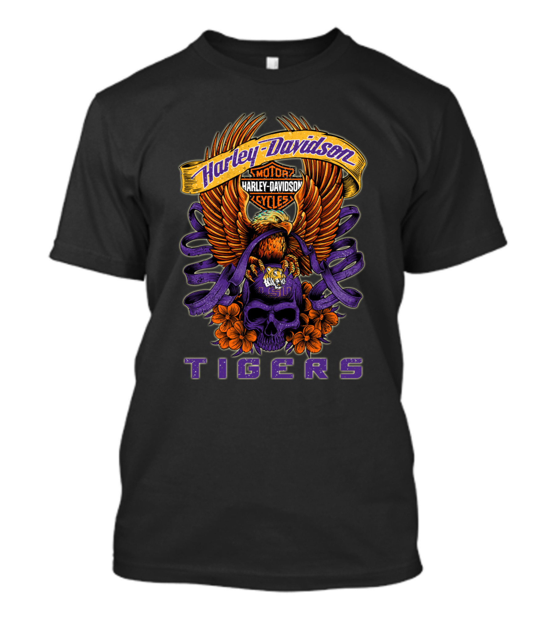 Harley Davidson Motor Cycles Lsu Tigers T-Shirt