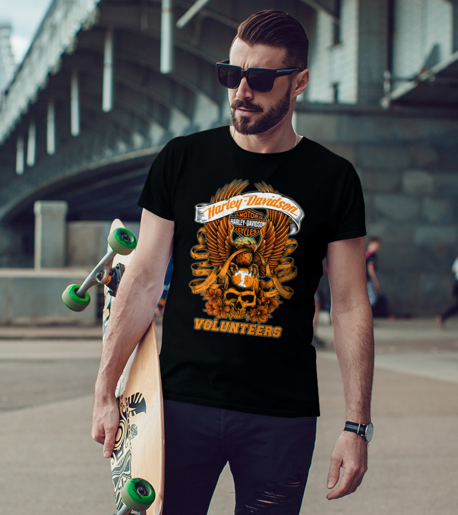 Harley Davidson Tennessee Volunteers Skull And Eagle T-Shirt