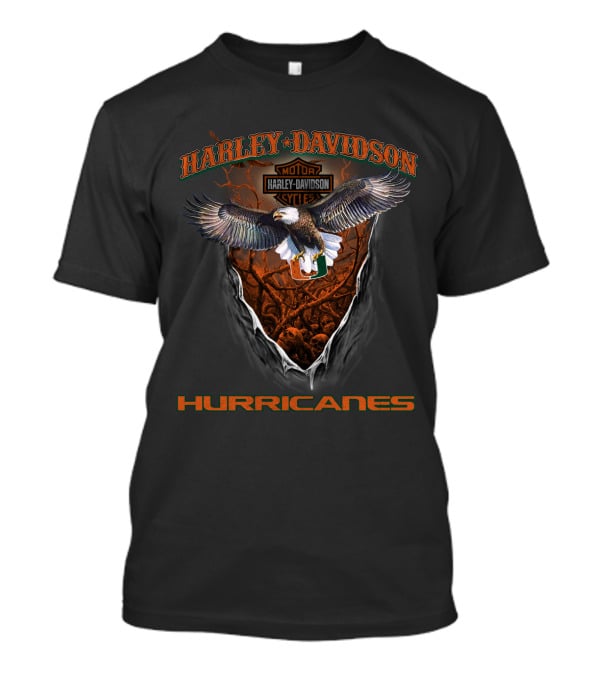 Harley Davidson Hurricanes Motorcycles Miami Logo Eagle T-Shirt