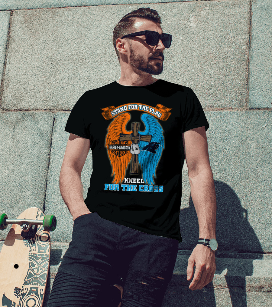 Stand For The Flag Kneel For The Cross Harley Davidson Carolina Panthers T-Shirt