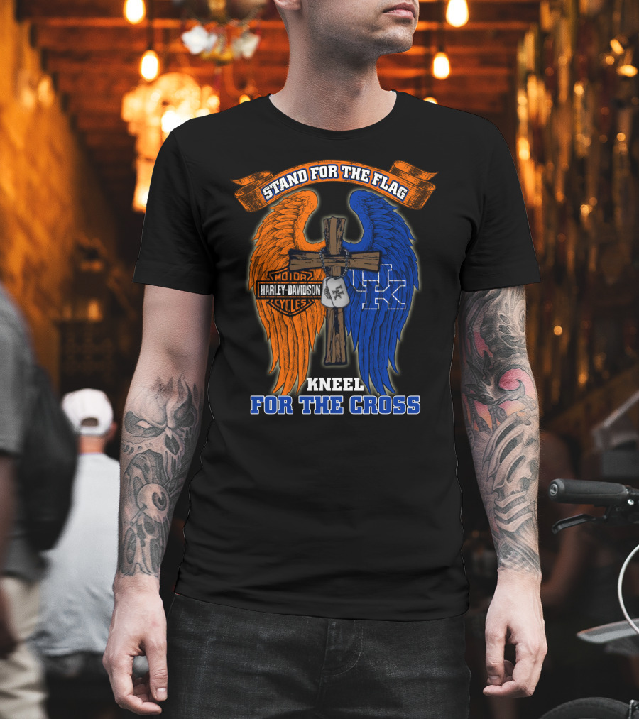Stand For The Flag Kneel For The Cross Harley Davidson Kentucky Wildcats T-Shirt