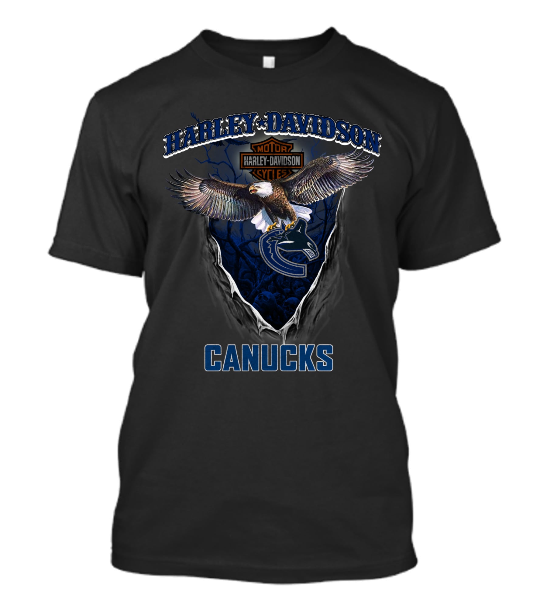 Harley Davidson Motorcycle Vancouver Canucks Eagle T-Shirt