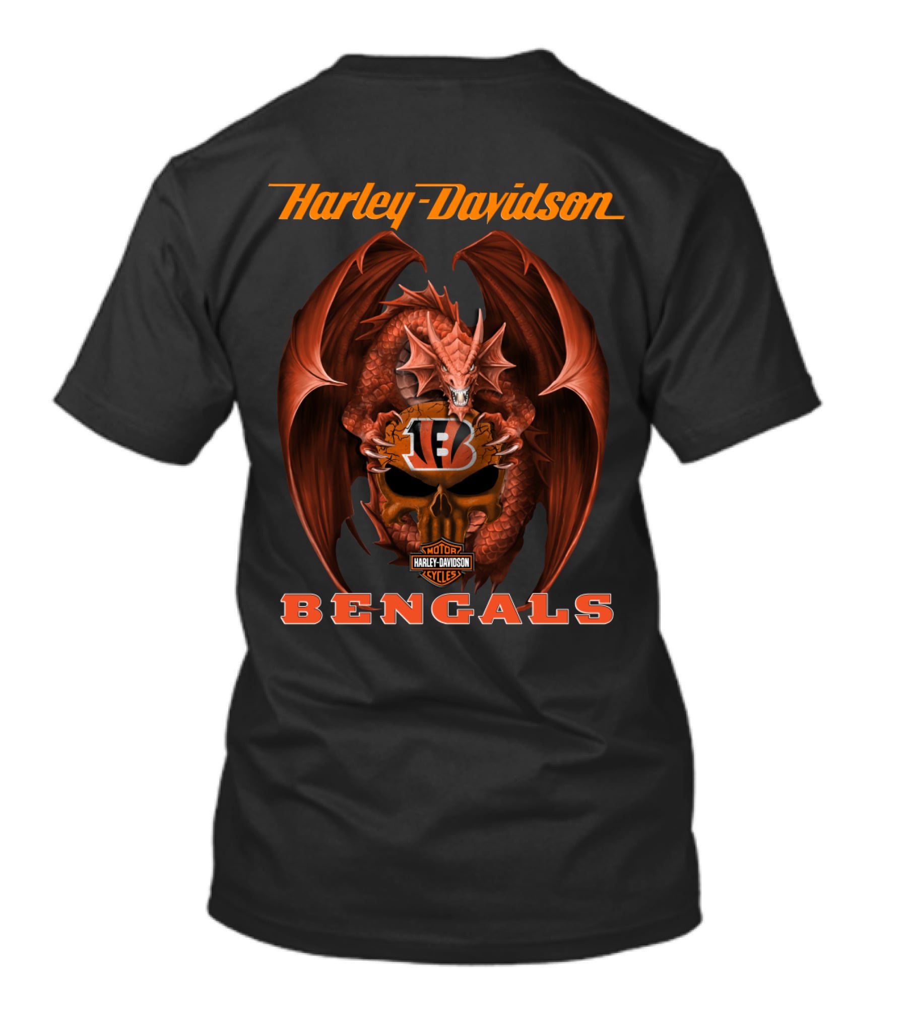 Harley Davidson Cincinnati Bengals Dragon Helmet T-Shirt