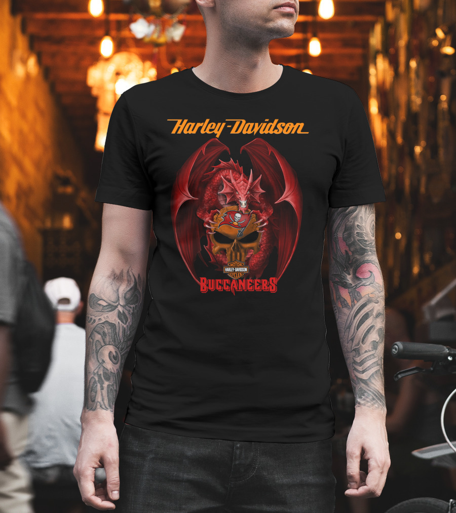 Harley Davidson Tampa Bay Buccaneers Dragon Skull T-Shirt