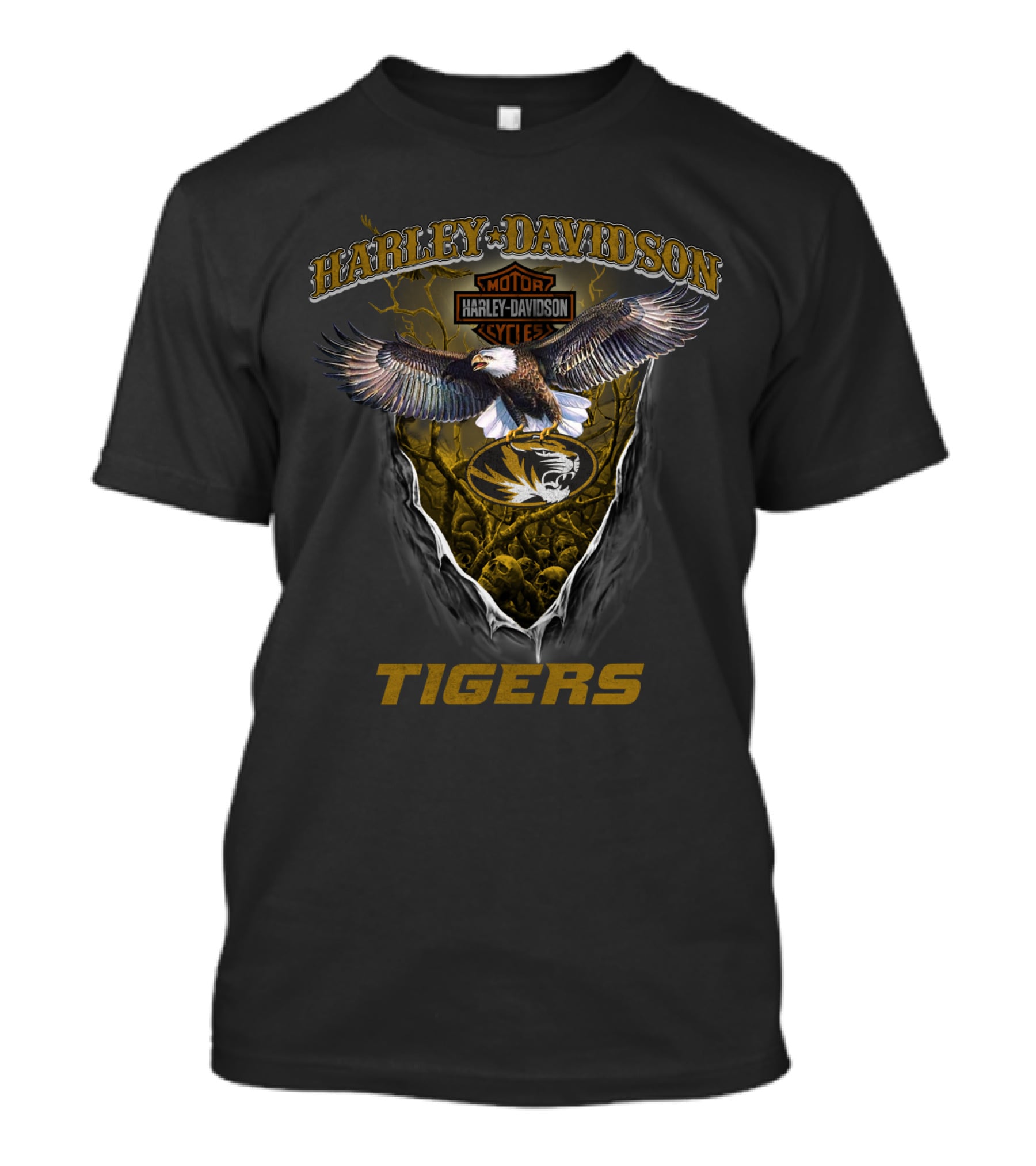 Harley Davidson Motor Cycles Missouri Tigers Eagle T-Shirt