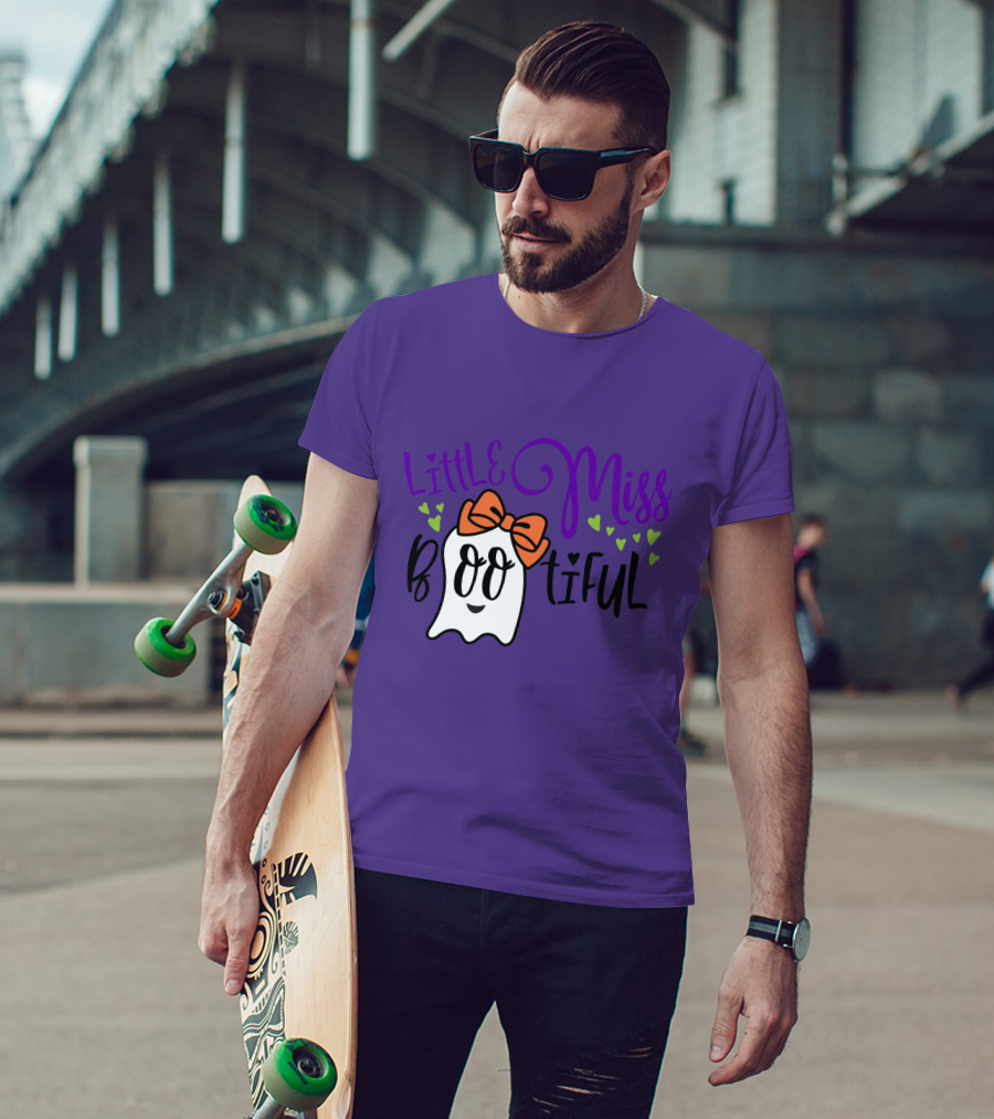 Little Miss Bootiful Ghost With Bow And Hearts T-Shirt