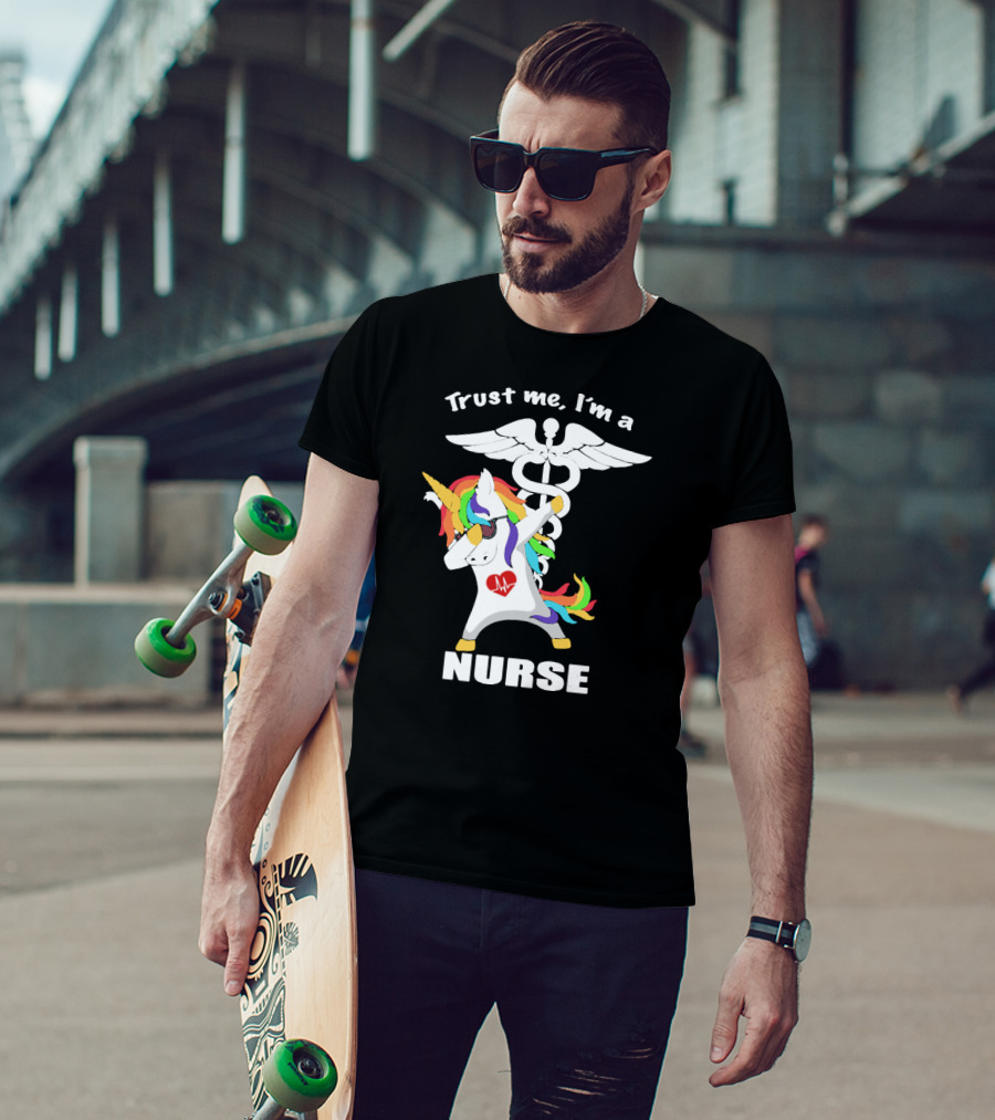 Trust Me I'm A Nurse Unicorn Dabbing With Caduceus T-Shirt