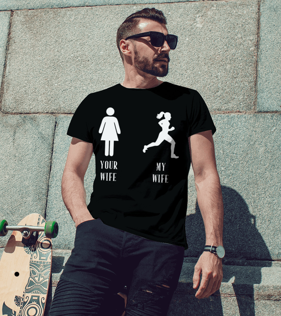 Your Wife My Wife Running Iconic Symbol Contrast T-Shirt