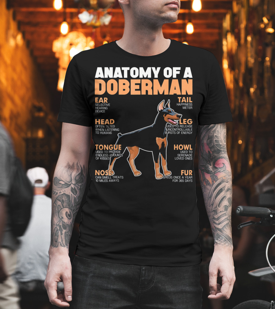 Anatomy of a Doberman Ear Head Tongue Nose Tail Leg Howl Fur T-Shirt