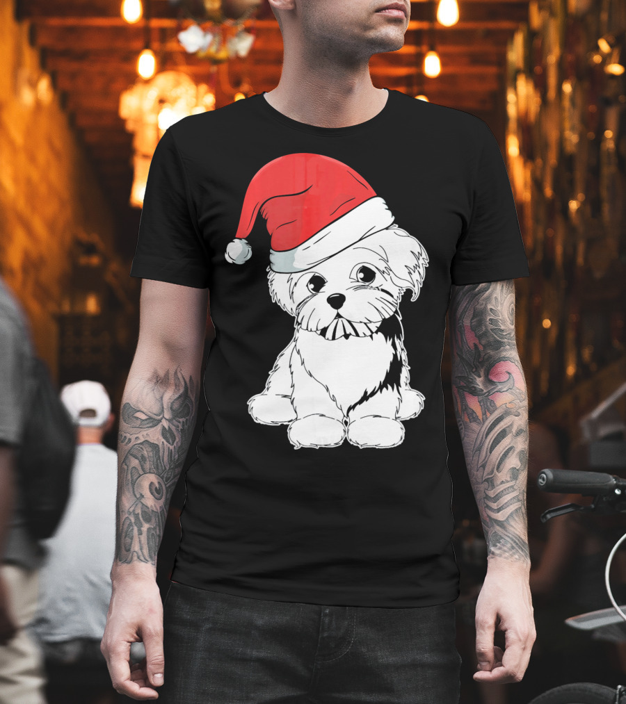 Best Christmas Maltese Santa Hat T-Shirt
