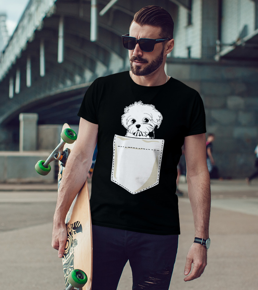 Best For Christmas Maltese Dog In Pocket T-Shirt