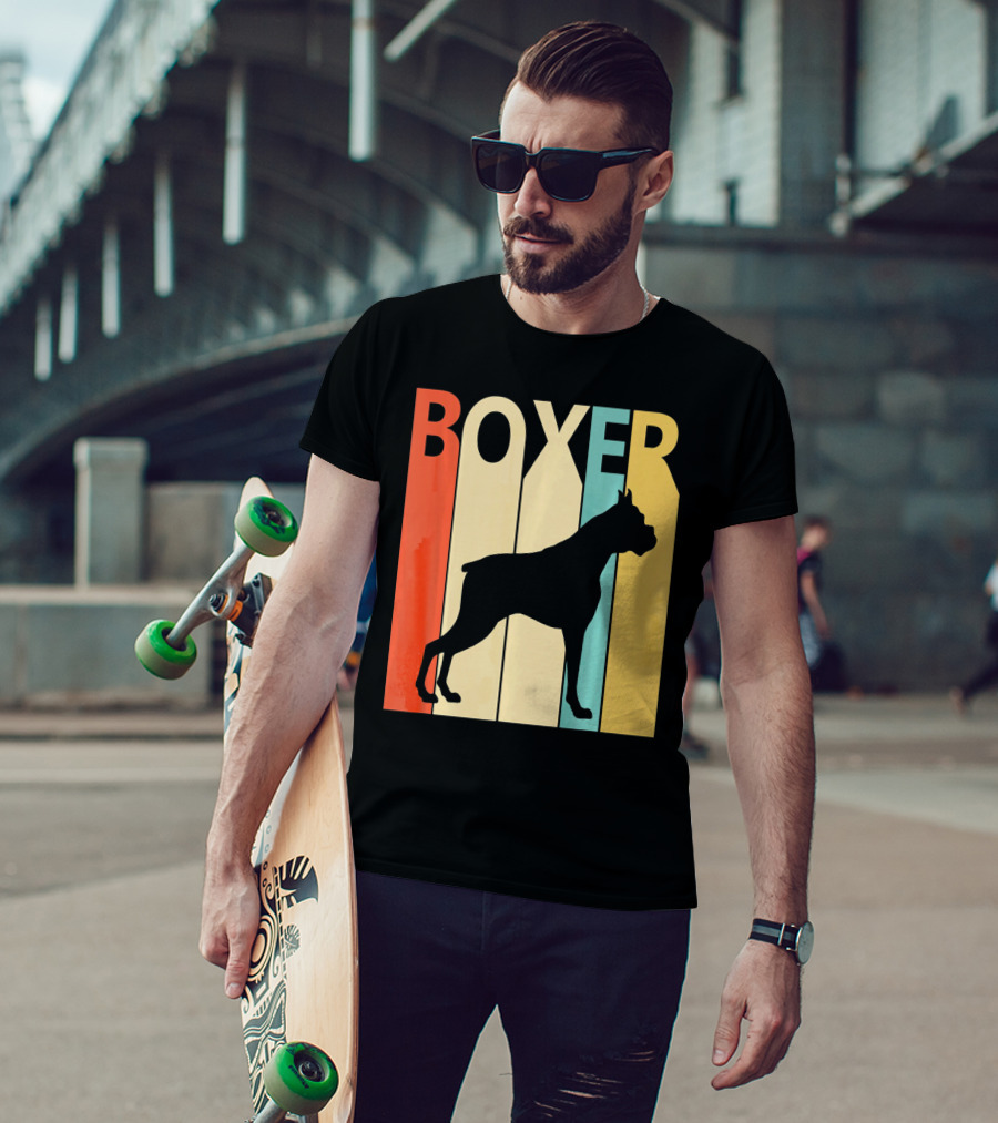 Boxer Retro Style Silhouette For Dog Dad Or T-Shirt
