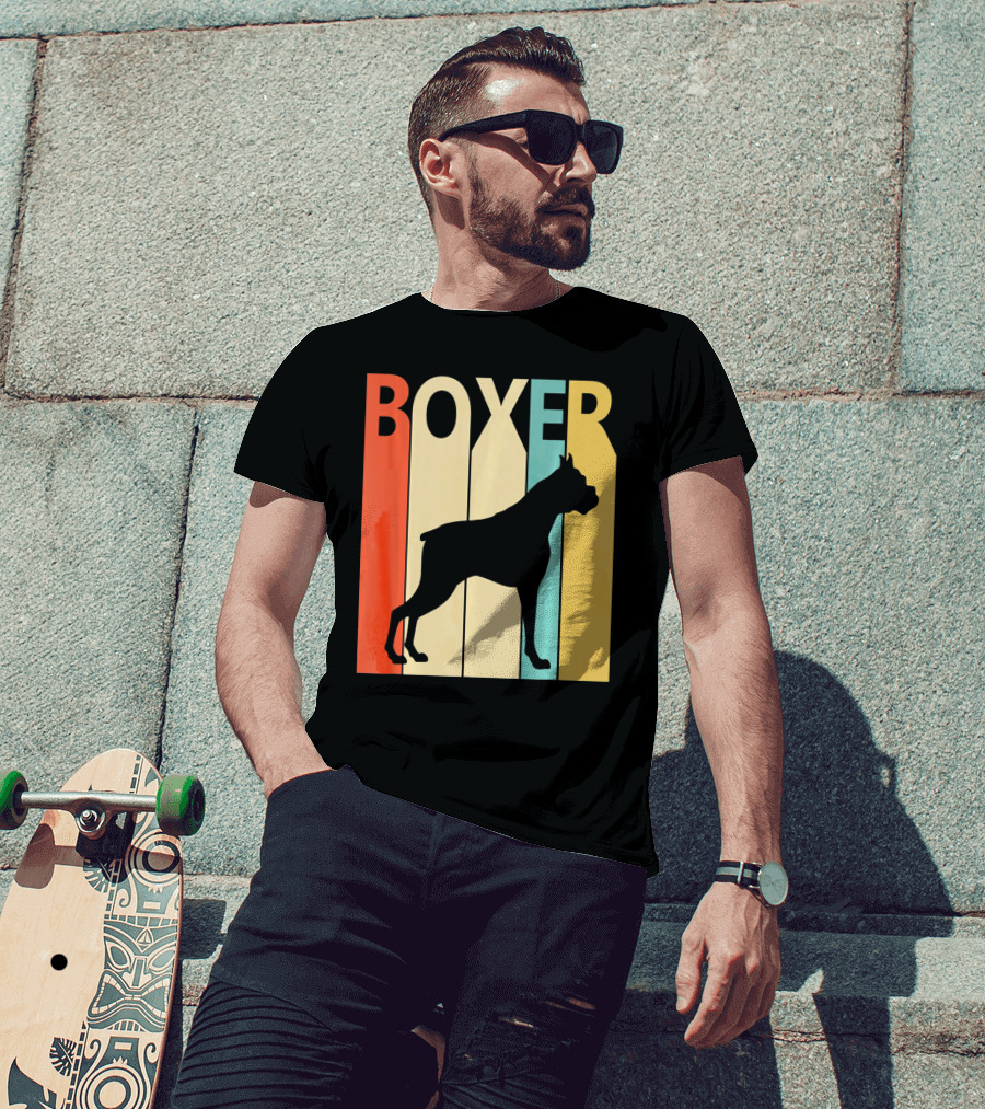Boxer Retro Style Silhouette For Dog Dad Or T-Shirt