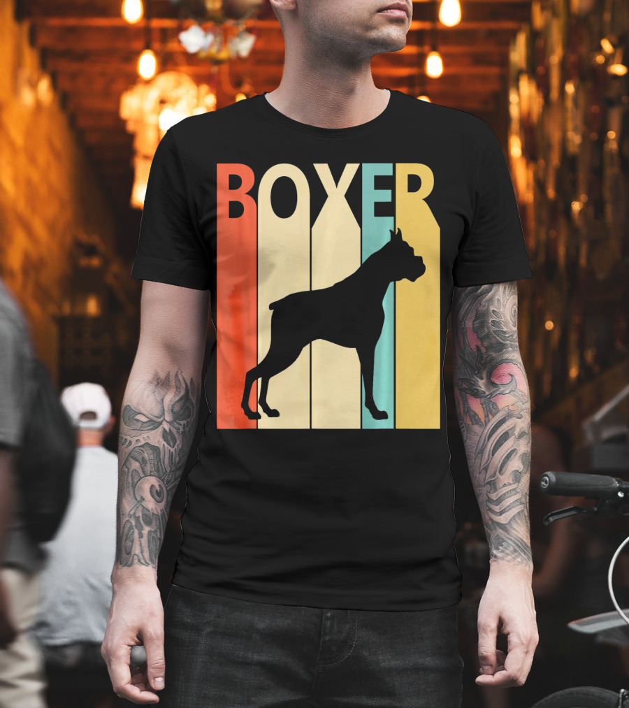 Boxer Retro Style Silhouette for Dog Dad or T-Shirt