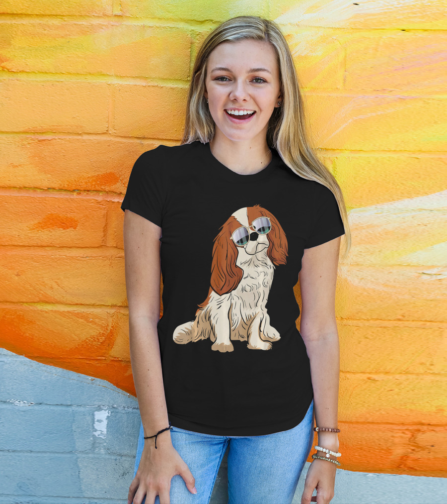 Cavalier King Charles Spaniel Dog With Sunglasses T-Shirt