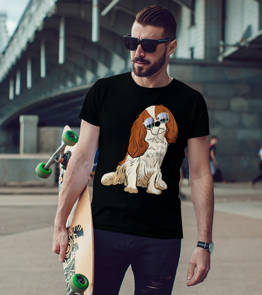 Cavalier King Charles Spaniel Dog With Sunglasses T-Shirt