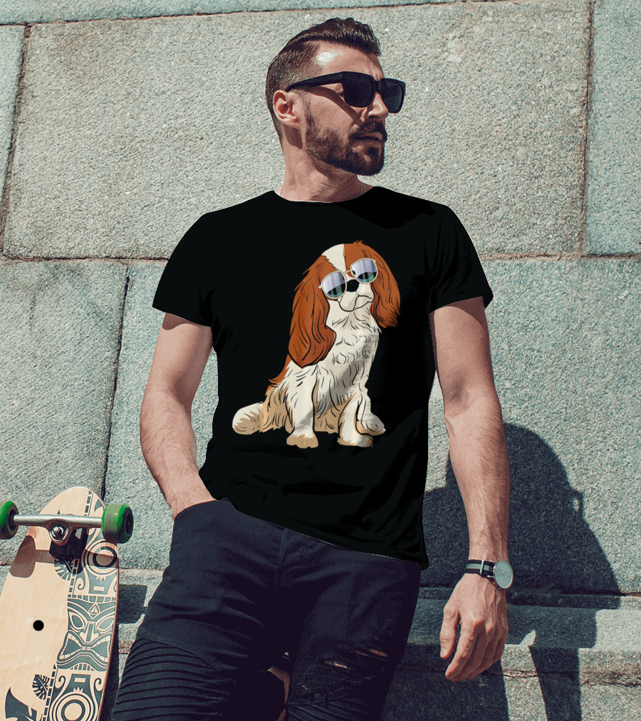 Cavalier King Charles Spaniel Dog With Sunglasses T-Shirt