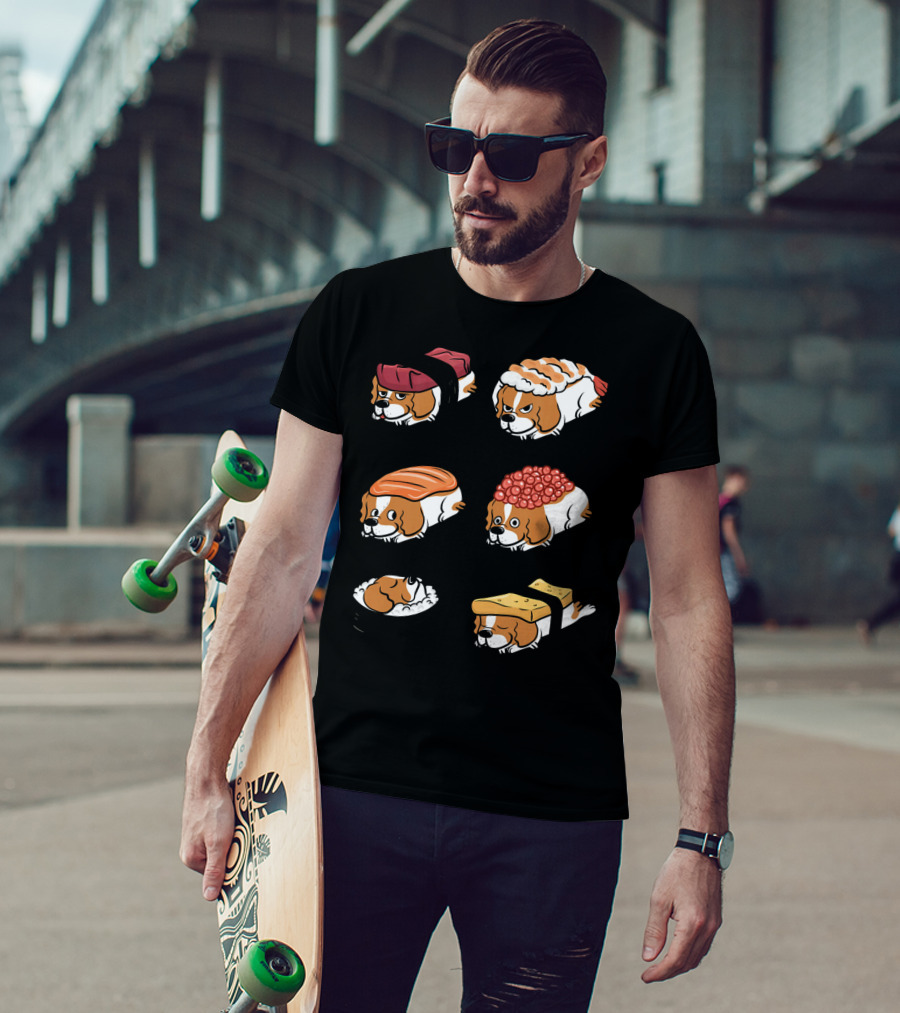 Cavalier King Charles Spaniel Nigiri Sushi Roll Variations T-Shirt