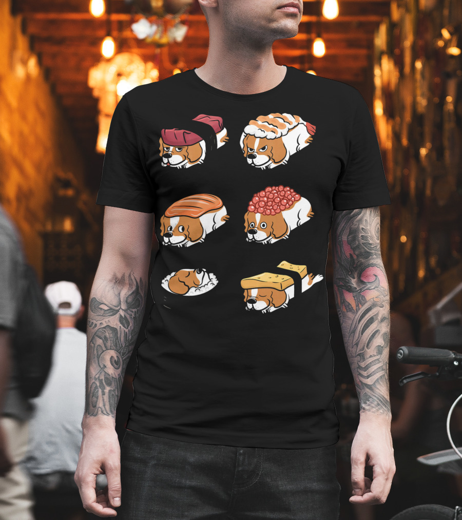 Cavalier King Charles Spaniel Nigiri Sushi Roll Variations T-Shirt